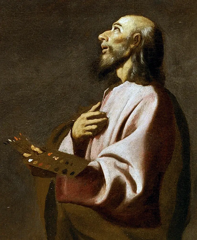 Saint Luke as a Painter before Christ on the Cross