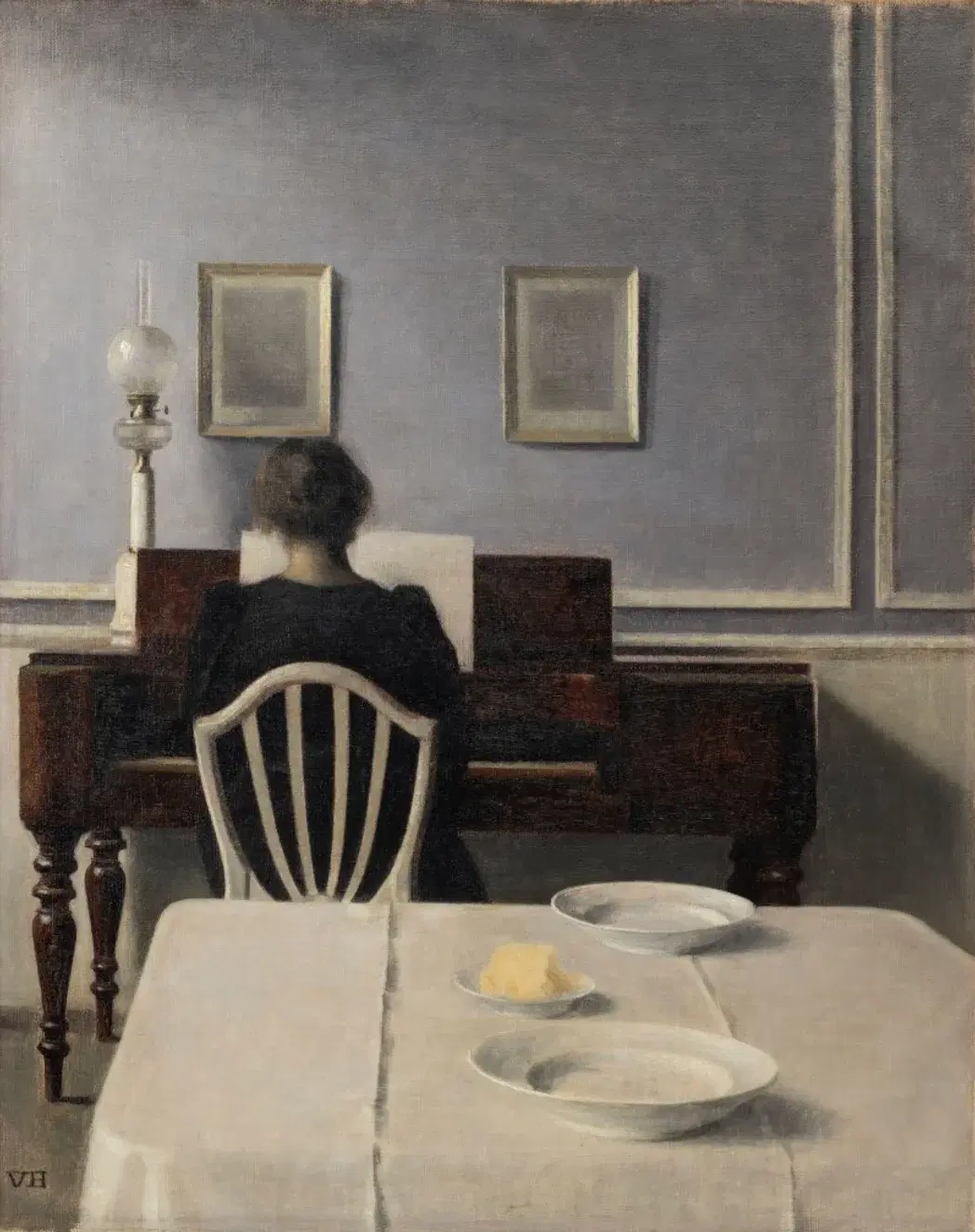 Vilhelm Hammershøi Interior with Woman at Piano